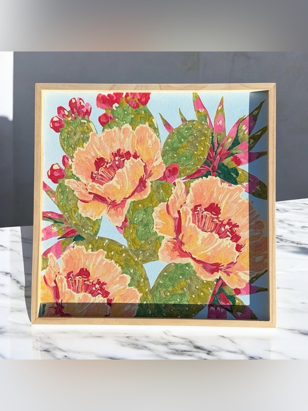 Floral Cactus Painting 12”x 12”